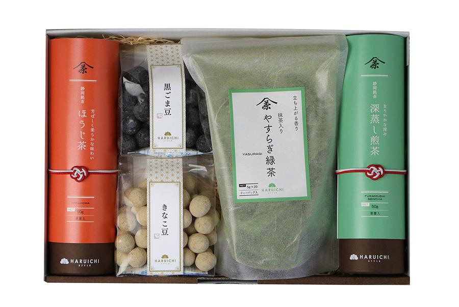 日本茶ティーバッグ1袋＋筒2本＋豆菓子2袋
