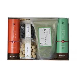 日本茶ティーバッグ1袋＋筒2本＋豆菓子2袋